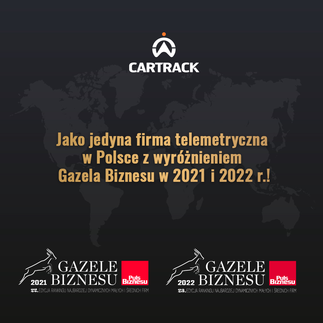 Gazele Biznesu 2022 – Cartrack Polska jedyną firmą telemetryczną wyróżnieniem Pulsu Biznesu.